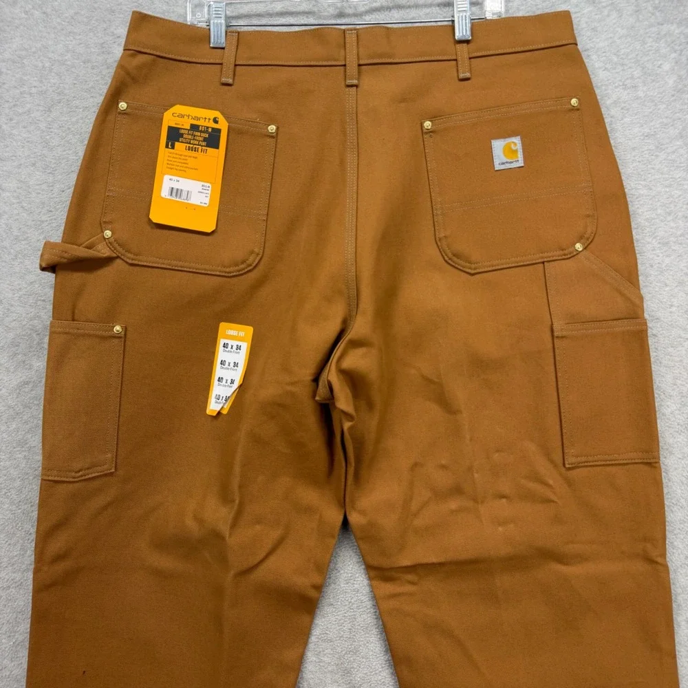 Carhartt Pants Mens 40x34 Brown B01 Double Knee Front Duck Loose Fit Utility NEW - Picture 11 of 13